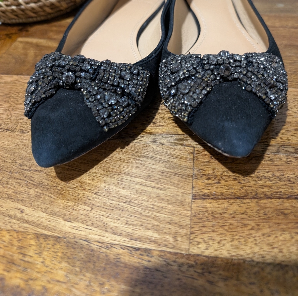 Tory Burch Esme Black Suede Rhinestones‎ Flat Shoes-sz9.5  ~Stylish - Picture 4 of 12